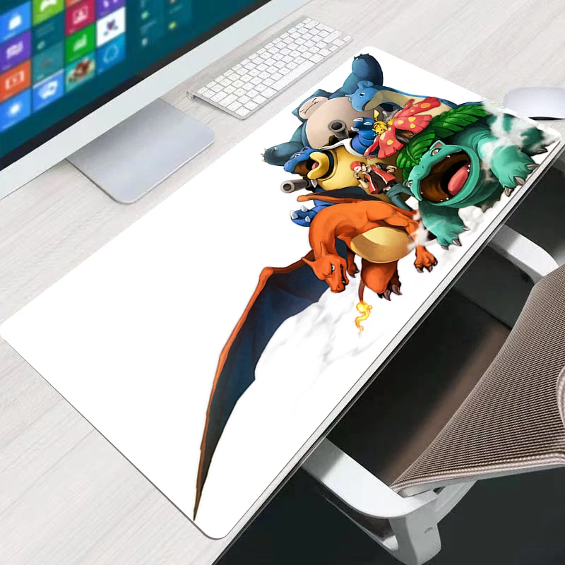 

Pokemon DIY Large Mouse Pad Persian Carpet Laptop Pc Gamer Keyboard Mousepad Edge White Tassel Rubber Table Mat for Pet