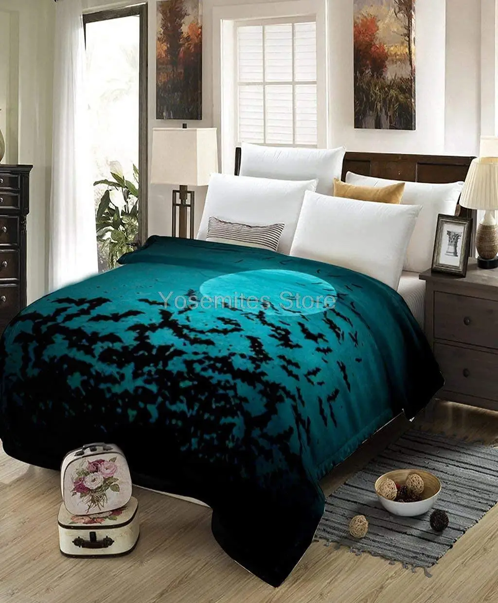 

Bat Blanket,All Season Lightweight Plush and Warm Home Cozy Portable Fuzzy Throw Blankets for Couch Bed Sofa,Halloween Moon and