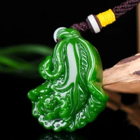 natural green jade chinese cabbage pendant necklace hand carved charm jewelry amulet fashion accessories for men women gifts