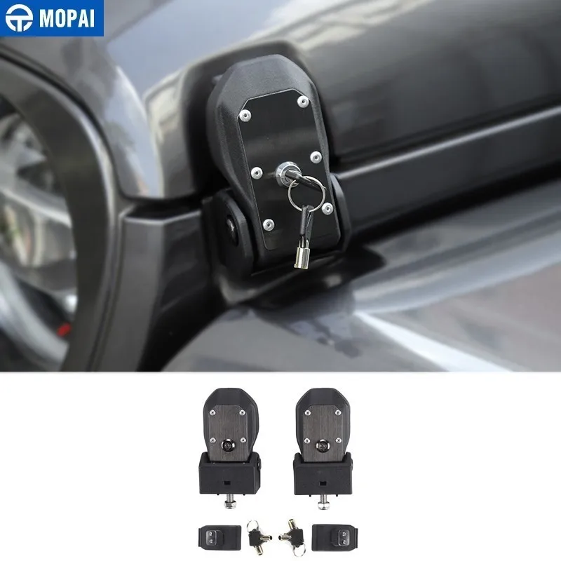 

MOPAI Locks Hood for Jeep Gladiator JT 2018+ Car Engine Hood Latch Catch With Key Lock Accessories for Jeep Wrangler JL 2018+