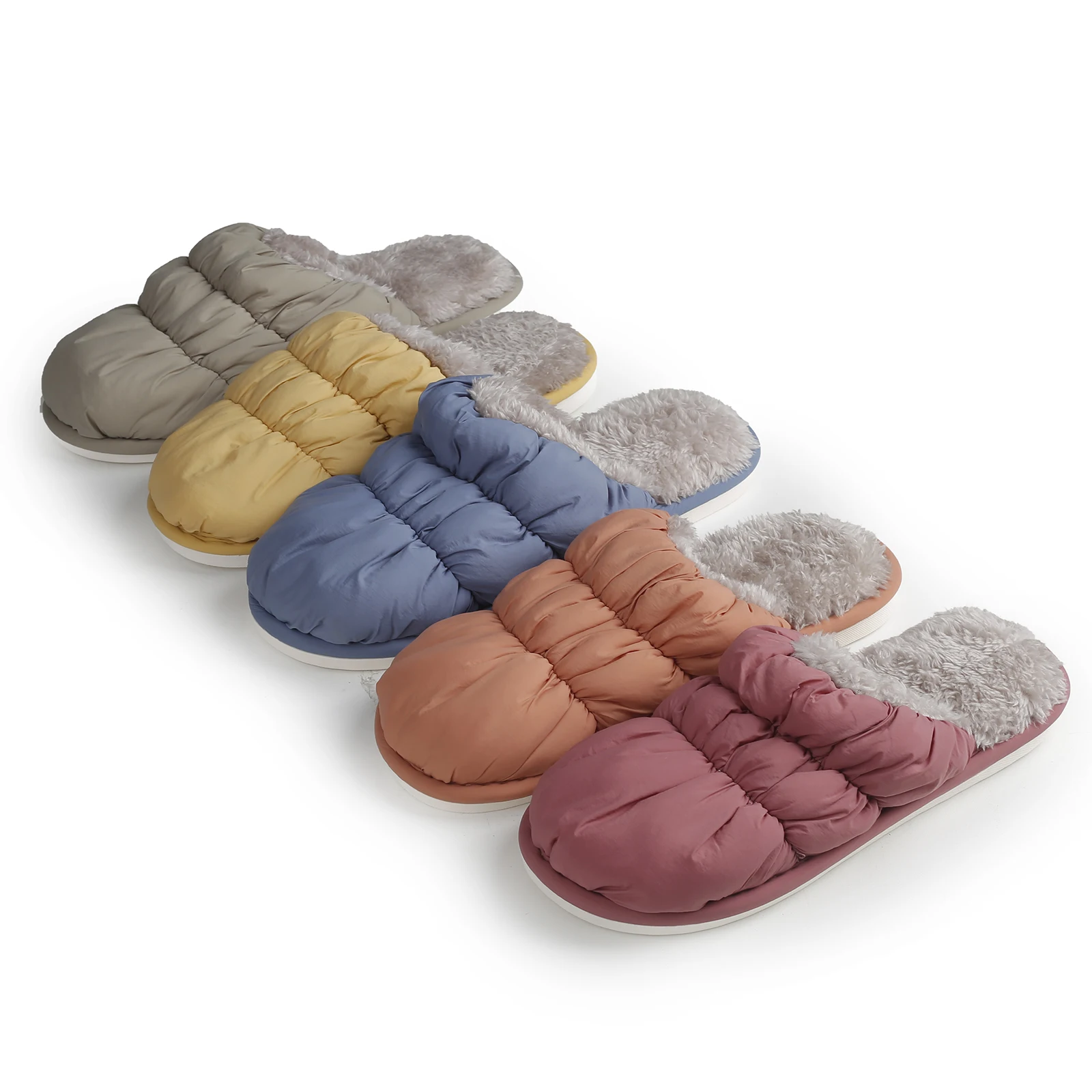 

Womens Comfy Fuzzy Slippers Elastic Stylish Flat Round Toe Flexible Warm House Shoes for Men Anti-Slip Unisex Size 36-43