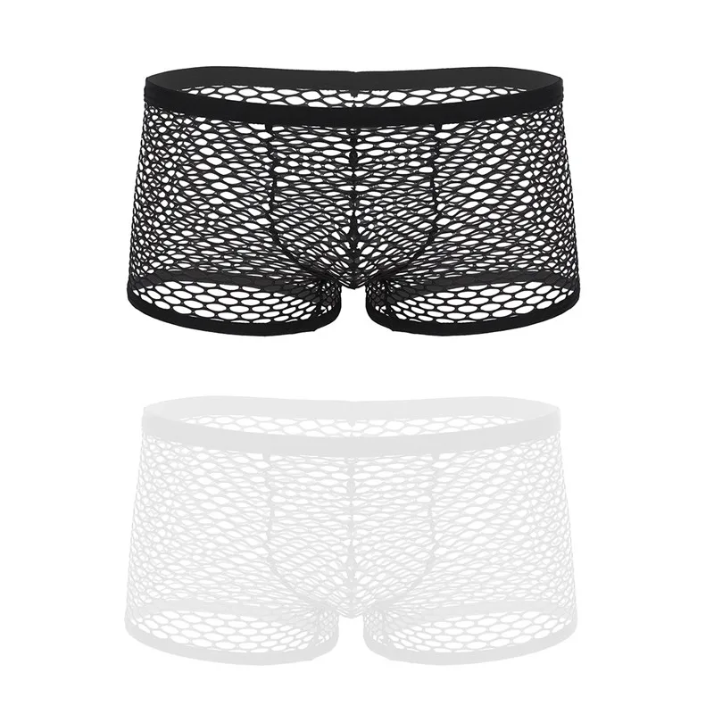 Мужские сетчатые дышащие прозрачные трусы-боксеры с низкой посадкой нижнее