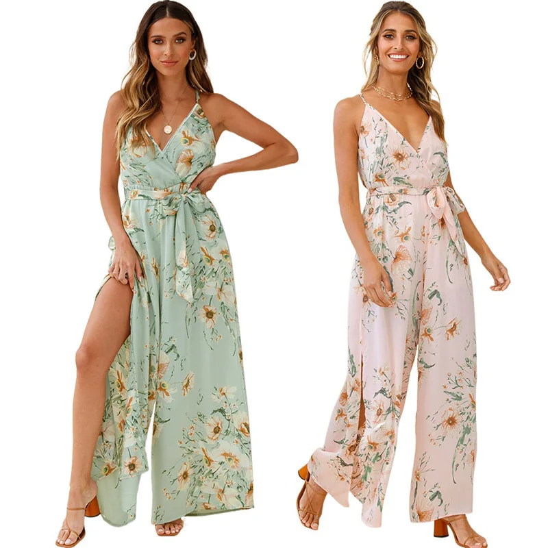 

Женский комбинезон с принтом, повседневные брюки, соблазнительные облегающие брюки с широкими штанинами и цветочным принтом, яркая юбка на ...