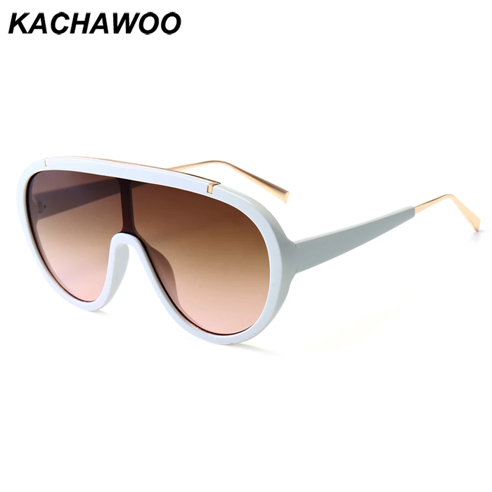 Мужские и женские цельные солнцезащитные очки Kachawoo большие коричневые белые с