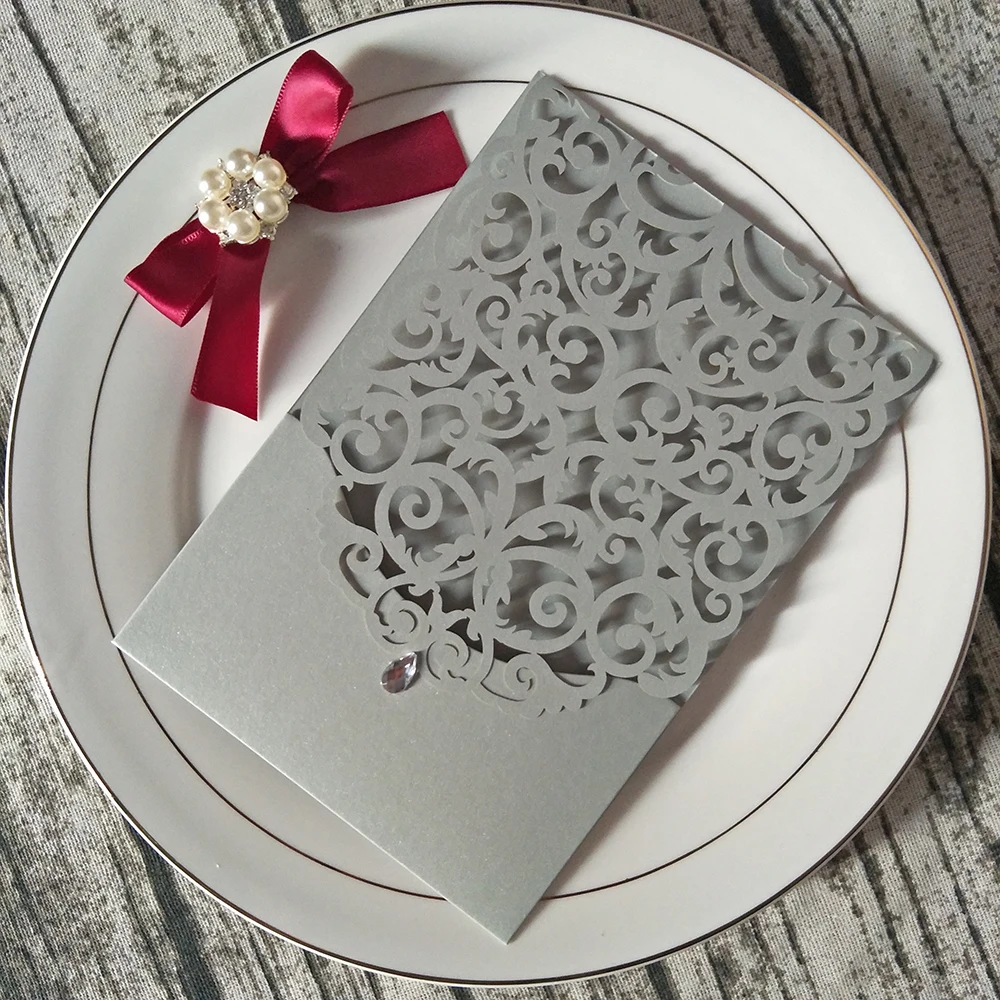 Темно-серые блестящие стразы свадебные приглашения с индивидуальным принтом