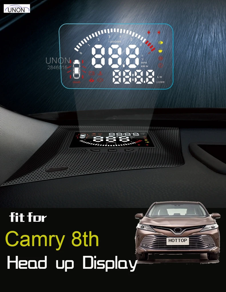 Полностью функциональный HUD Автомобильный дисплей для Toyota Camry~ безопасный экран для вождения OBD Data проектор для ветрового стекла