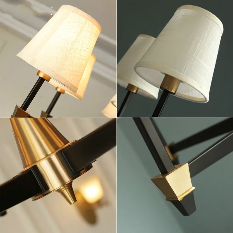 

simple Nordic Chandelier lighting art cloth lampshade Chinese lighting Living Room Dining Room American Country metal Chandelier