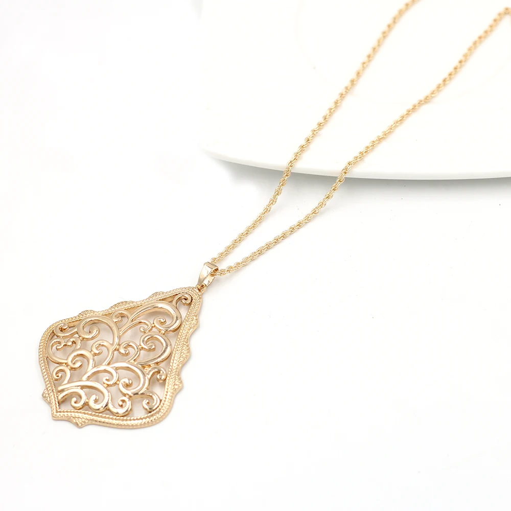L Gold Necklace Большие каплевидные висячие серьги многоцветные филигранные Висячие серьги для женщин модные ювелирные изделия - Окраска металла: L Gold Necklace