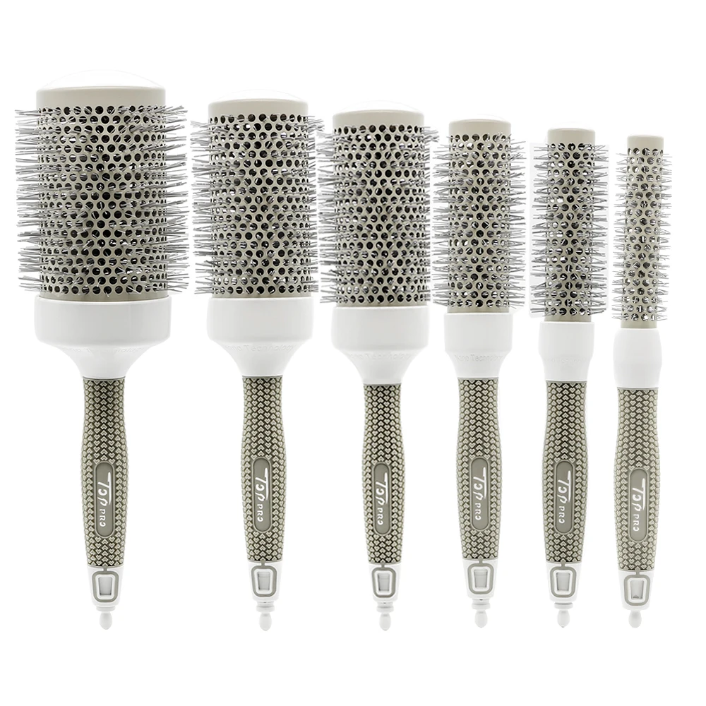 6 Размеры доступны для волос Керамика щетка Alunimium трубка ионной круглая расческа