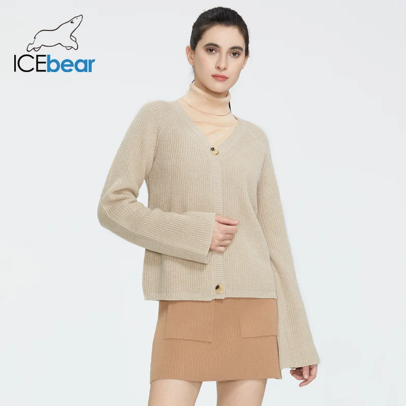 icebear 2020 Spring New Women's Basic Casual V-Neck Sweater Knit Top AW-143 | Женская одежда