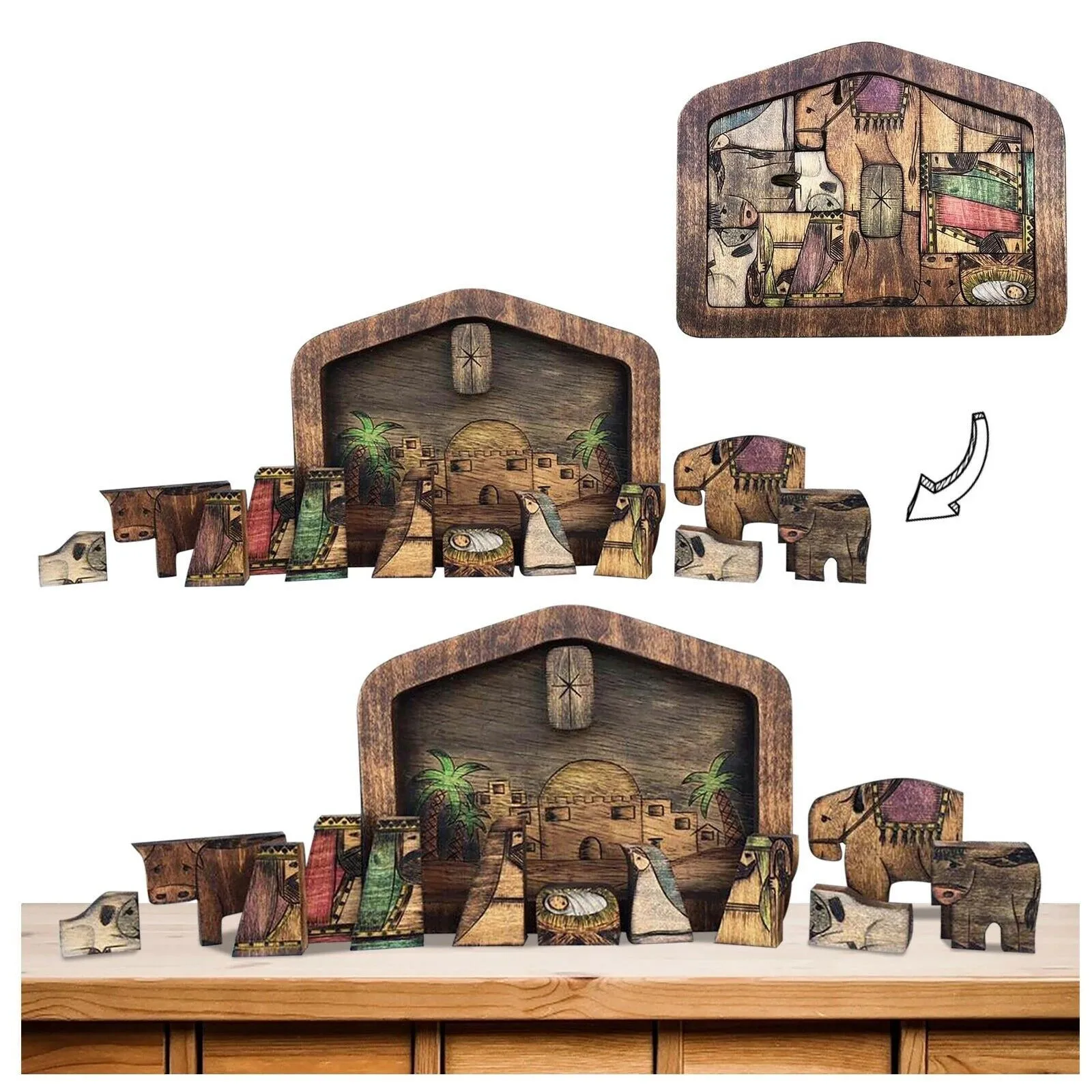 Wooden Jesus Puzzles Nativity Puzzle with Unique Wood Burned Design Jigsaw Game For Adults And Kids Home Decoration | Игрушки и хобби