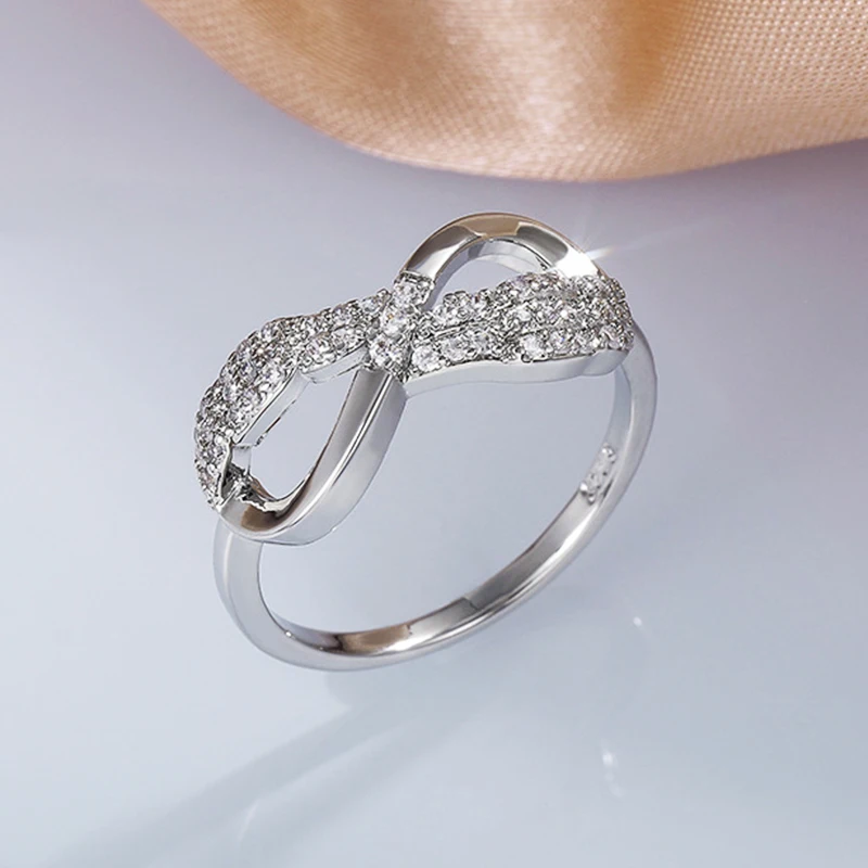 

High quality Simple Bow CZ Ring For Women Exquisite Micro Zircon Ring Ladies Ring Fashion Jewelry 2021