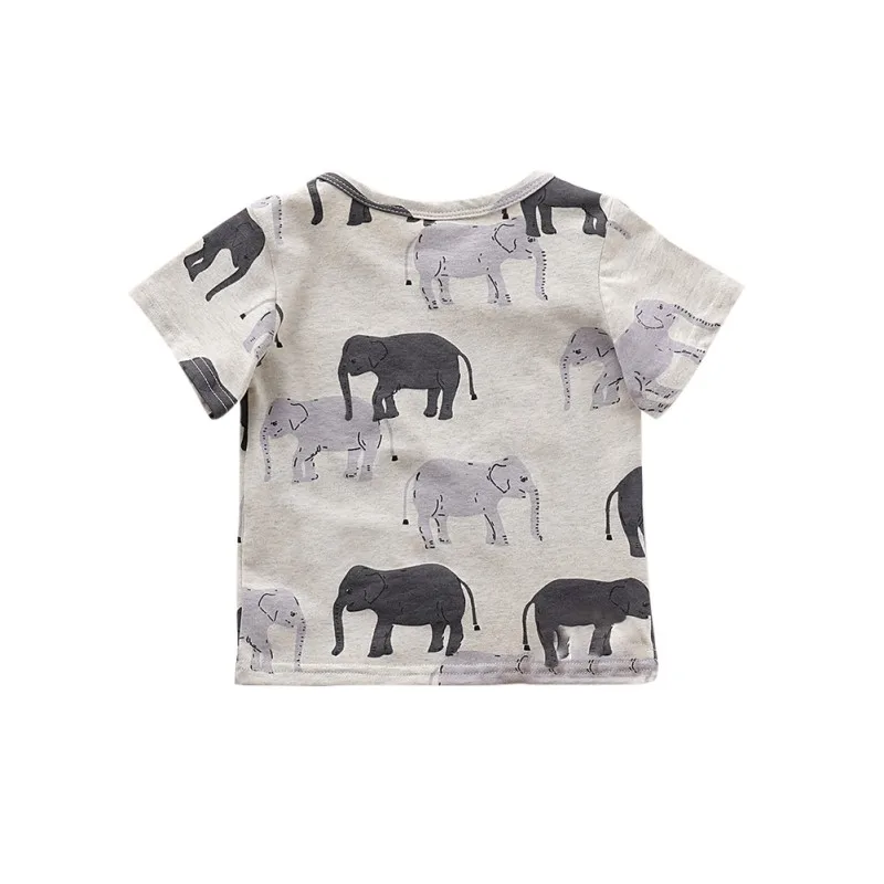 Summer Baby Boy T-shirts Short Sleeve Animal Elephant Print T-Shirts Kids Tops Tees Casual Shirts Children's Clothing | Детская