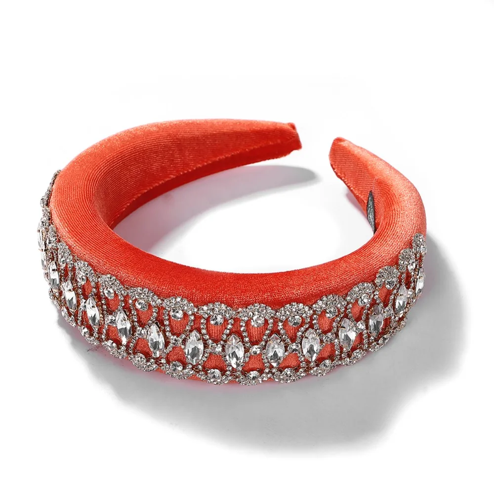 Vedawas Multi-Color Gem Baroque Headbands Women Diamond Hair Accessories Pearl Headband Girls Crown Flower Hairbands Head Wrap - Цвет: 15