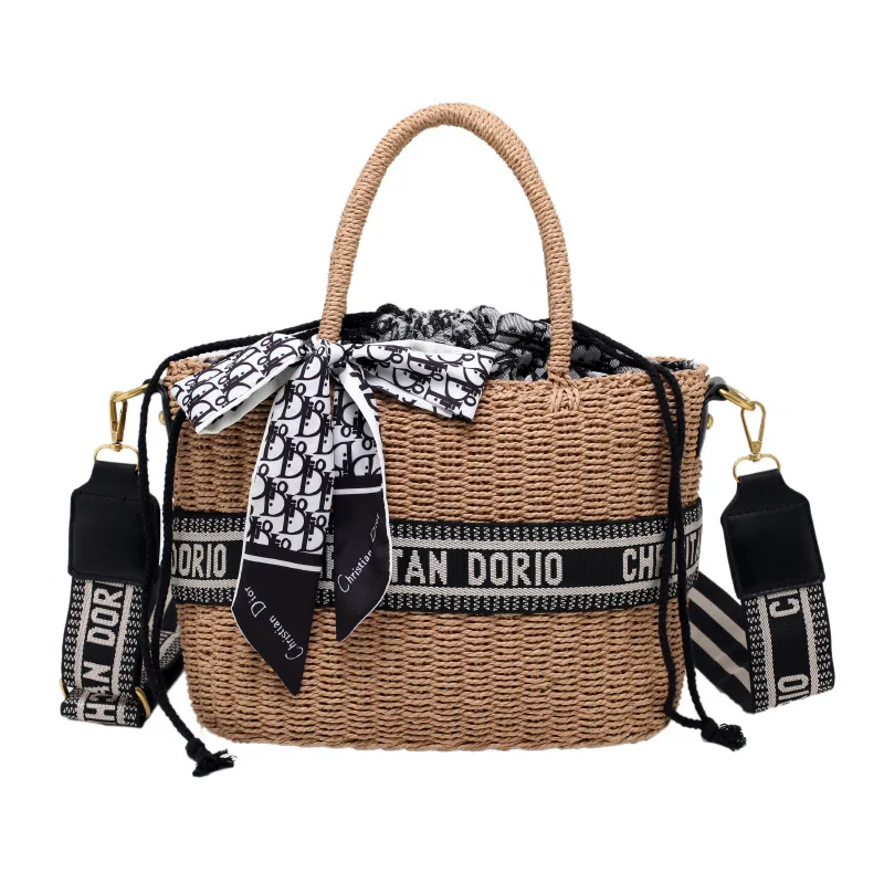 

Vegetable Basket Women Female Bag 2021 Canvas Letters One-shoulder Portable Large-capacity Grass Basket Mother Bag