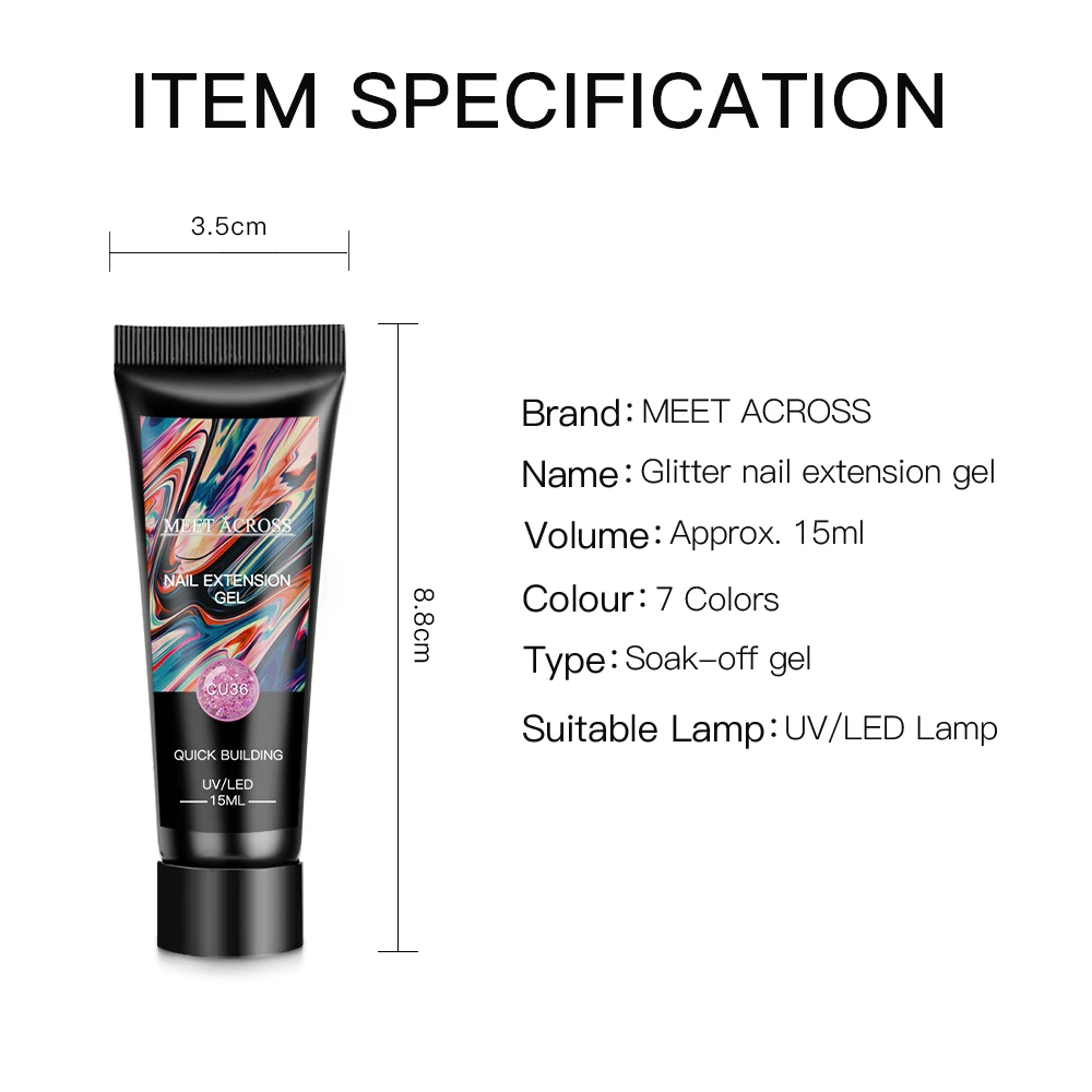 

15/20ml Poly Nail Gel Glitter Builder Gel All For Manicure Nail Art Design Luminous Gel Nail Extension Nail Gel Gor Nails