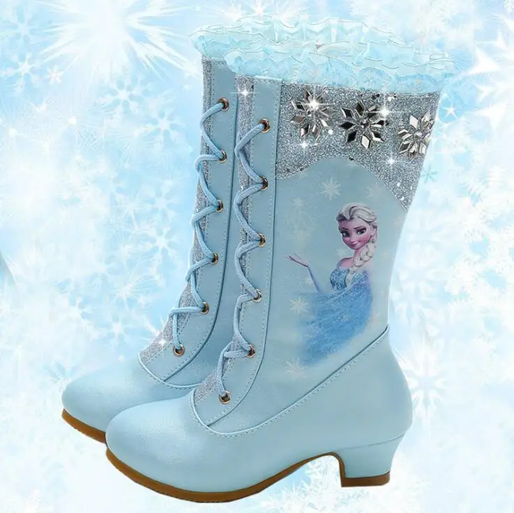 Новинка ботинки Disney для принцесс Эльзы розовые блестящие девочек на высоком