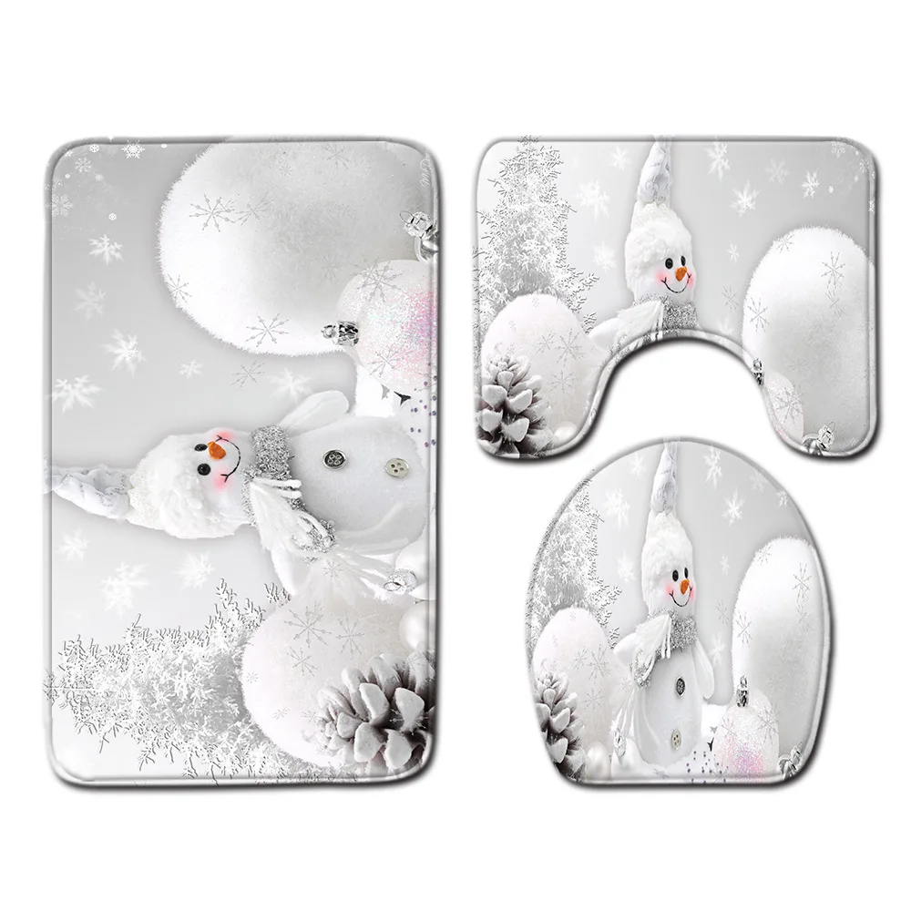 Zeegle Счастливого Рождества коврик набор для Ванная комната украшения 3 шт.