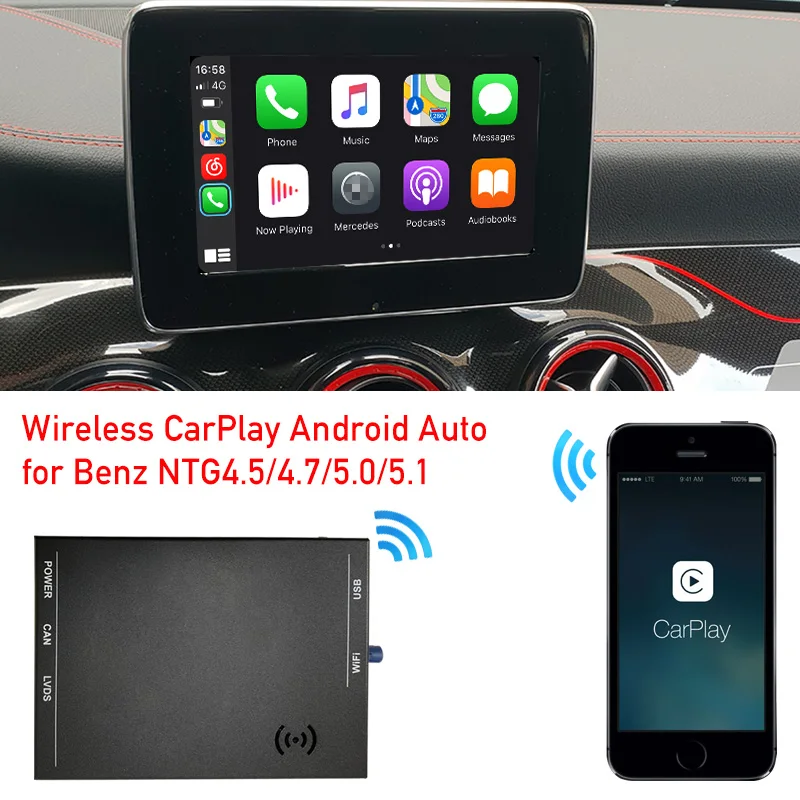 

Inalambrico CarPlay Box для Mercedes A B C E V G S Class NTG4.5 5,0 GLA GLC GLE GLK ML CL CLA CLS Android авто Apple Car Play