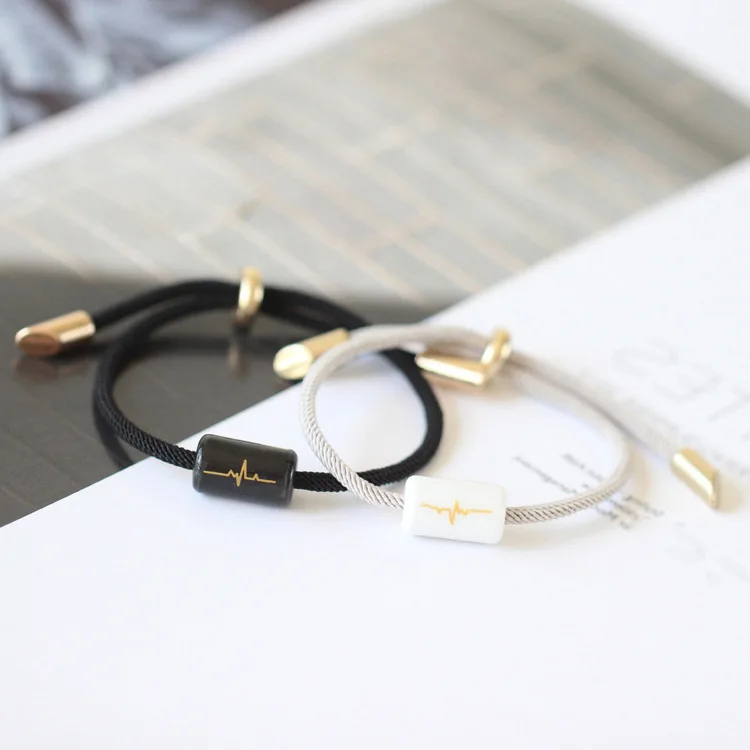 Черный Белый керамический браслет для влюбленных регулируемый мужской и женский