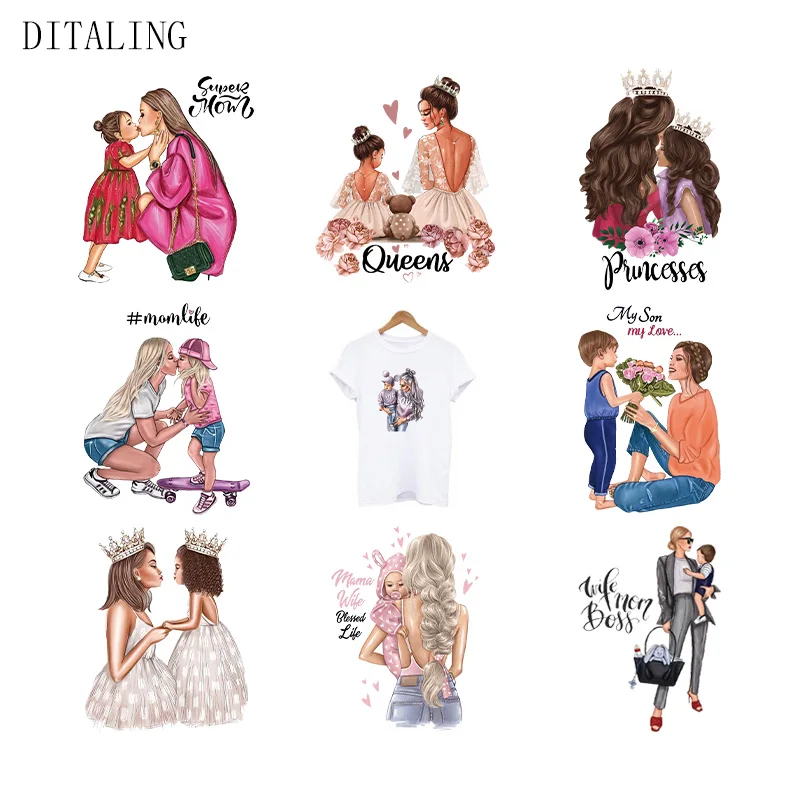 Модные женские термонаклейки для детей мамы ребенка родителя патч футболка