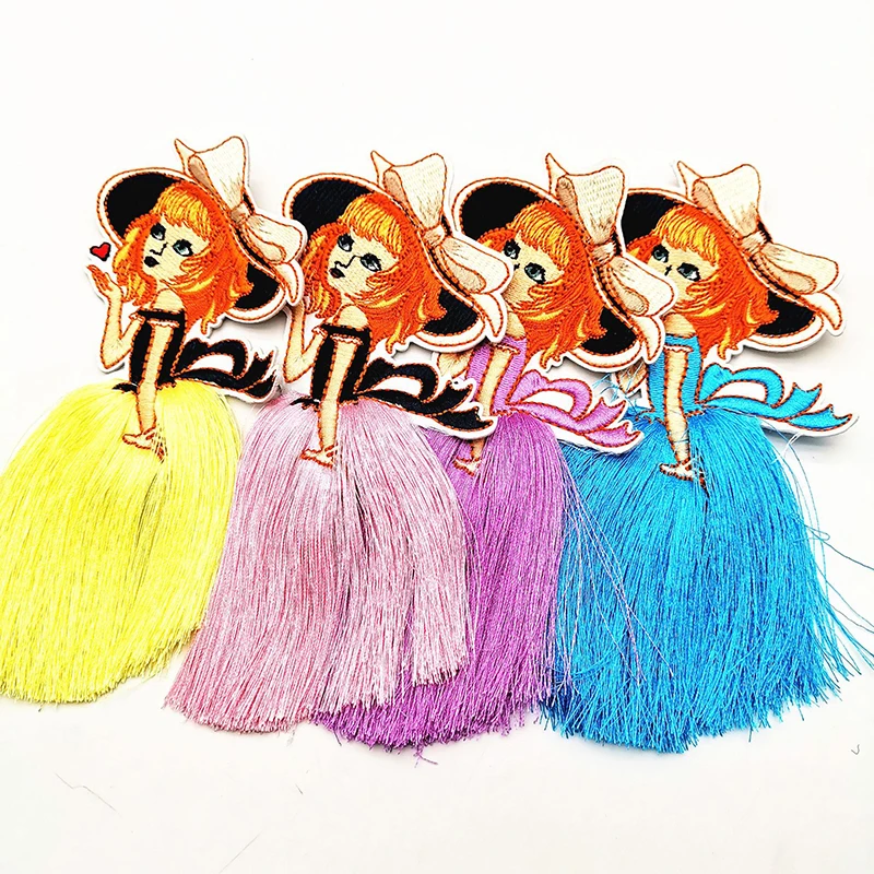 1 шт. Мультяшные нашивки с кисточкой модные милые девушки прекрасная вышивка