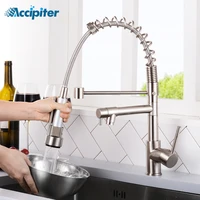 accipiter brushed nickel faucet spring style kitchen faucet pull out torneira torneiras de cozinha water outlet mixer tap