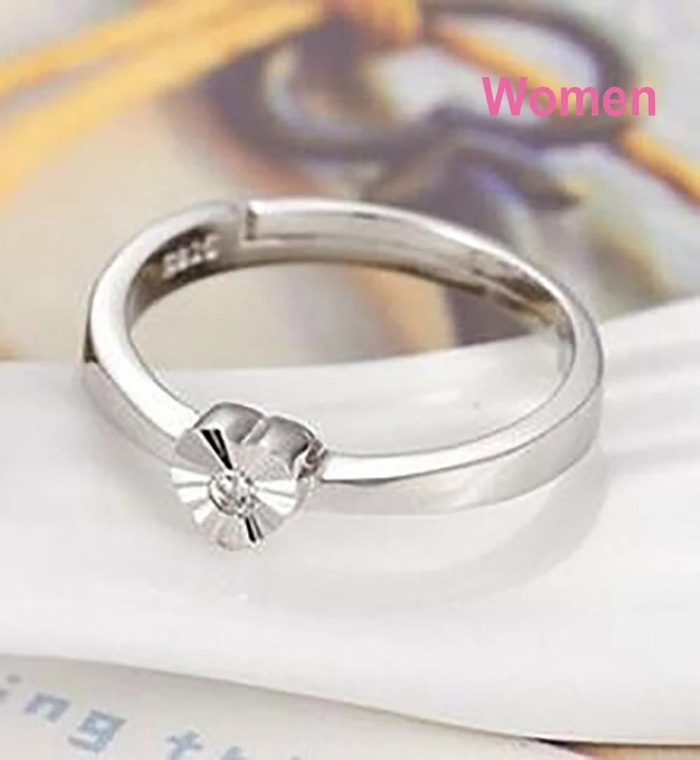 Ювелирные изделия из стерлингового серебра 925 пробы Хрустальное сердечко любовь Свадебная церемония кольцо Набор для женщин и мужчин аксессуары для шарфа подарок на день Святого Валентина