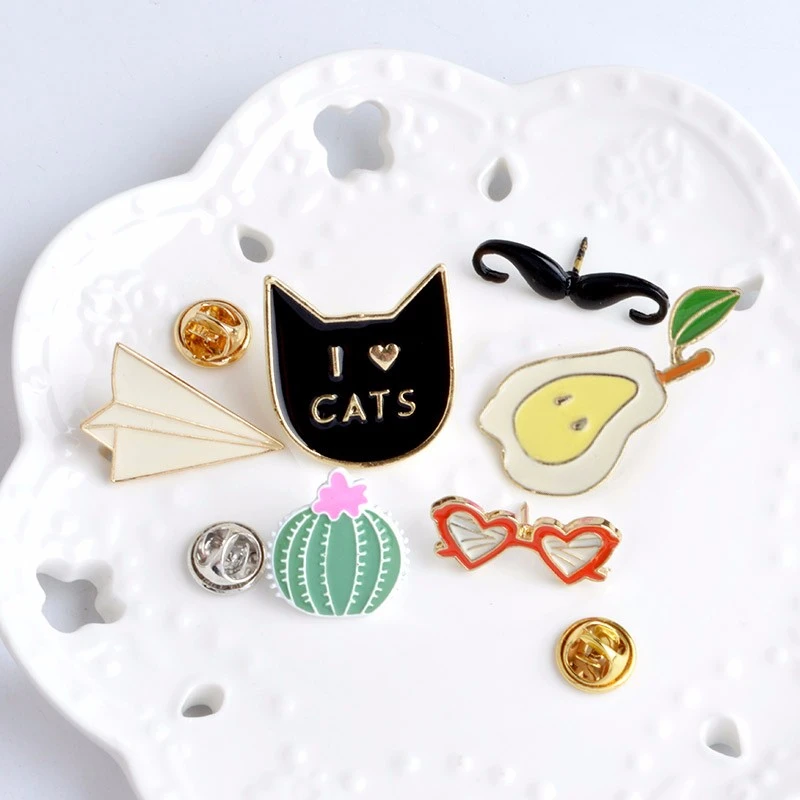 Брошь с изображением кошки усов кактуса груши солнцезащитных очков лацканов