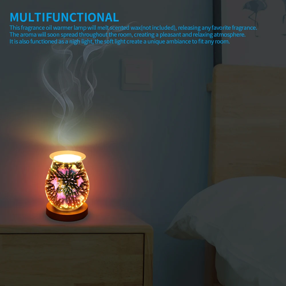 

New Crafts Home Aroma Electric Wax Melt Burner Touch Lamp Night Light Warmer 3D Fireworks Light Wax Melt Warmer For Home Bedroom