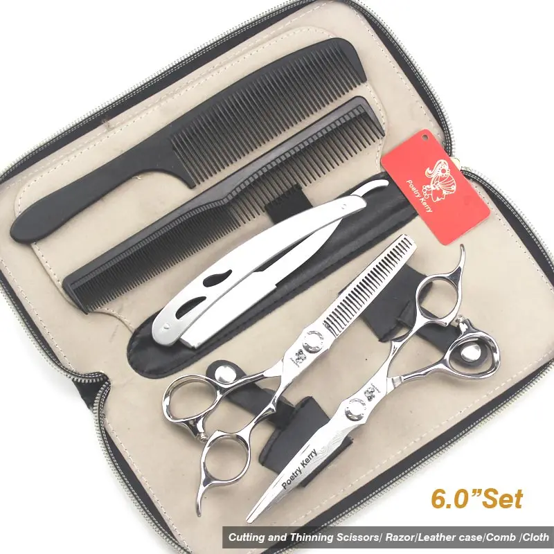 set2 Дамасские Парикмахерские ножницы с рисунком 440C Стальные парикмахерские стильные парикмахерские инструменты 6 дюймов японские Парикмахерские ножницы - Цвет: set2