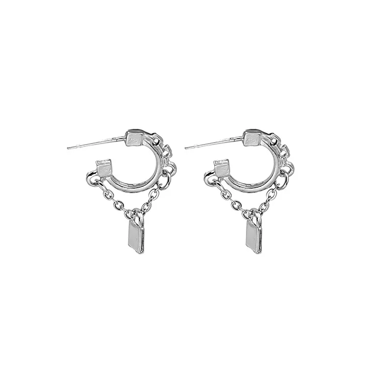 

New Chain Lock Drop Earrings Piercing Punk Unisex Vintage Fashion Hoop Earrings Trend Jewelry Accessories For Women Men