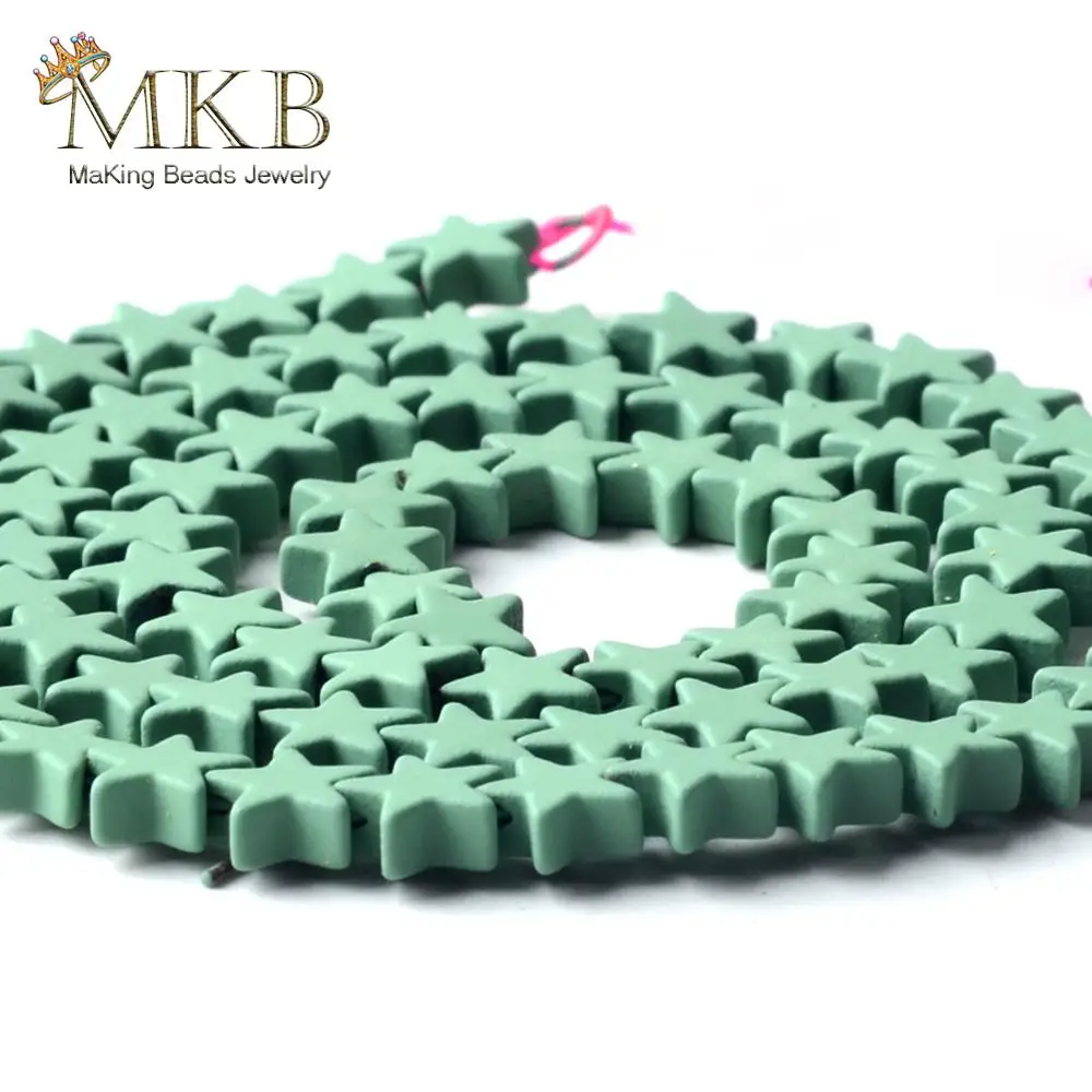 Светло зеленые гематитовые матовые резиновые пятиконечные бусины из