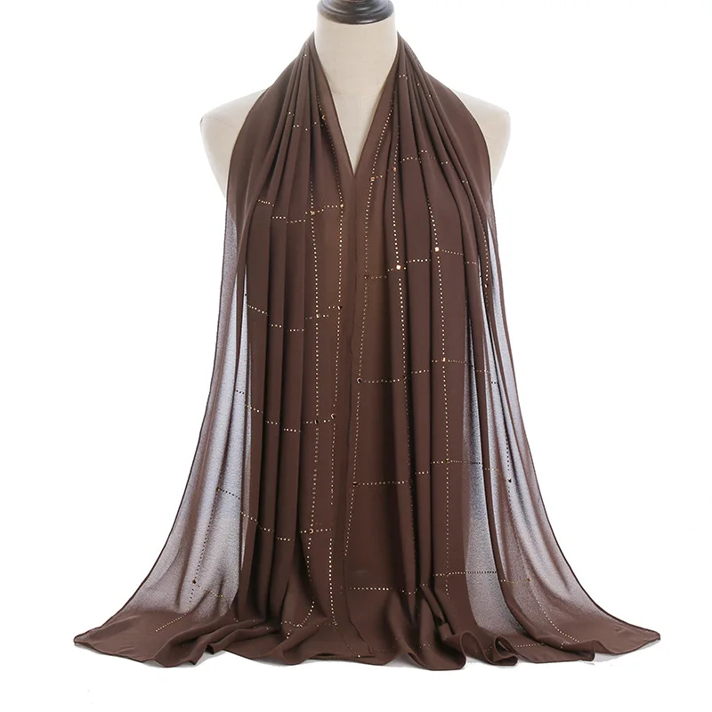 

European and American fashion multicolor new high-quality simple square glass hot drilling scarf female solid color scarf shawl