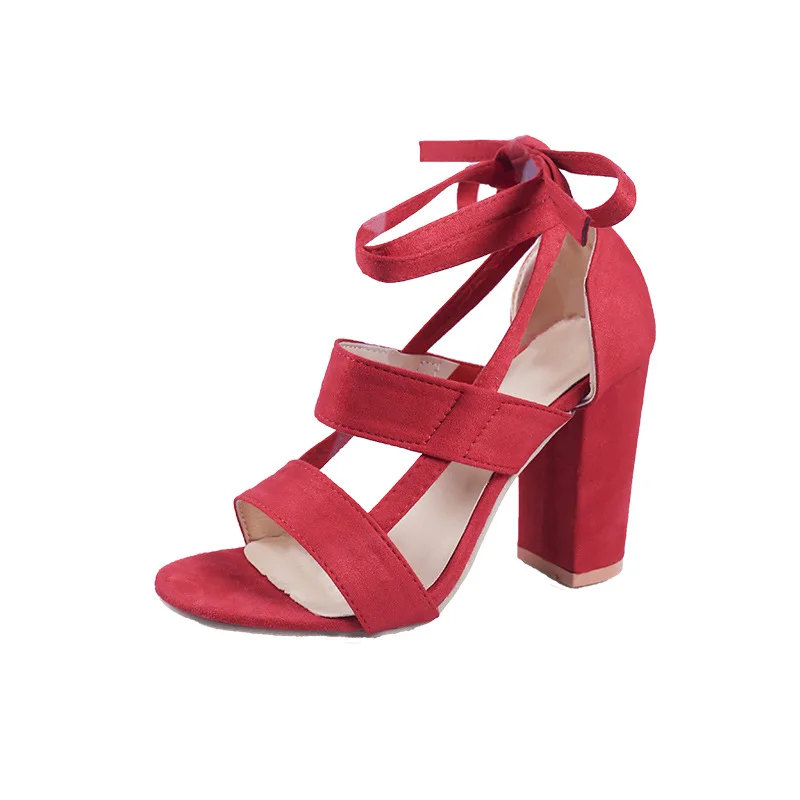 

Women's sandals thick heel high heel cross strap women's shoes large size