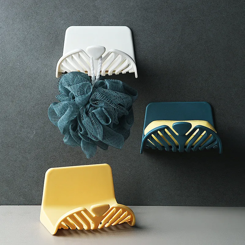 

Bathroom Soap Dish Storage Basket Box Plastic Drain Holder Strong Wall Hanging Soap Box Punch-free Suction Cup