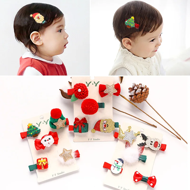 Новинка милая Рождественская заколка для волос Детский новогодний подарок
