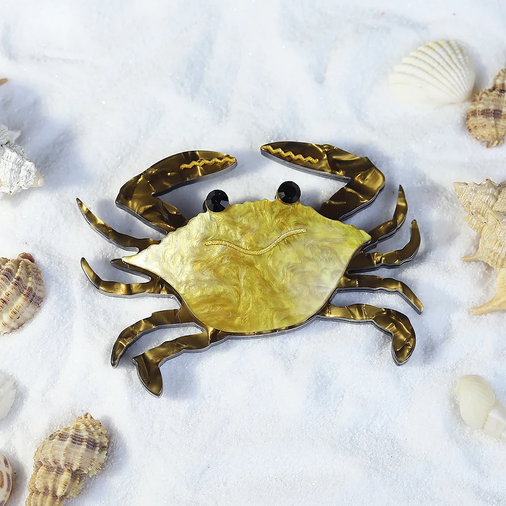 

Handmade Arcylic Lovely Crab Brooches For Women New Sparking Sea Animal Party Casual Brooch Pin Kids Gifts
