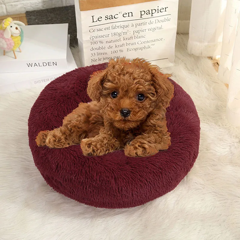 Кровать для домашних питомцев удобные коврики сна кошек круглая собачья будка