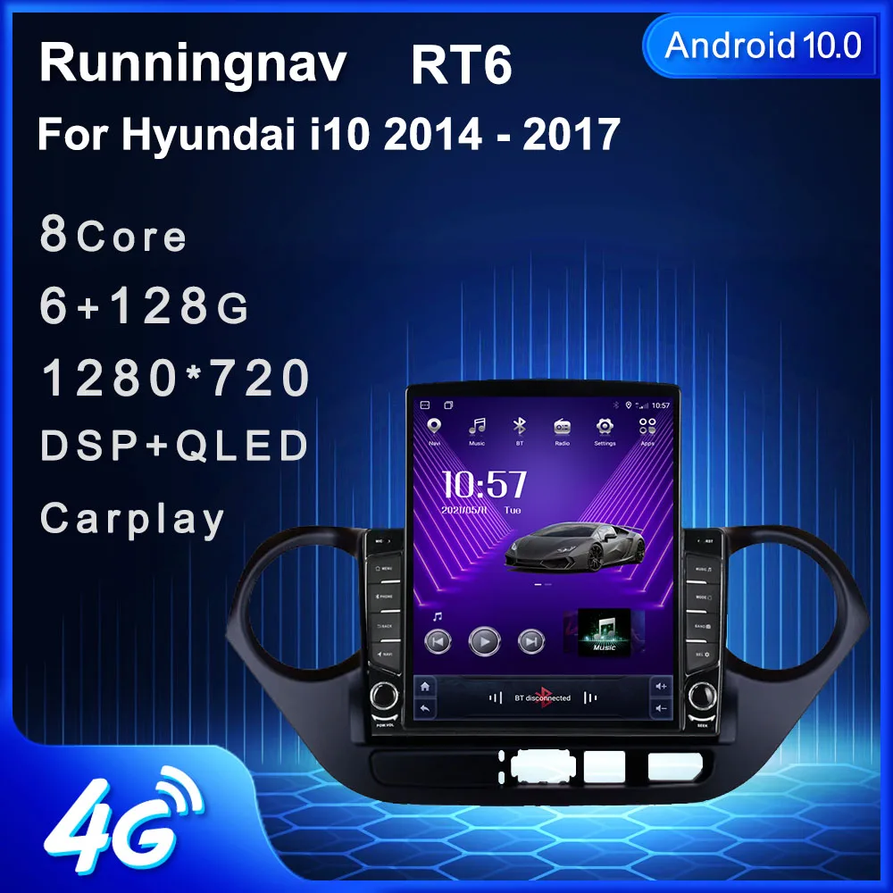 Runningnav для Hyundai i10 2014 2015 2016 2017 Tesla Type Android автомобильное радио мультимедийный