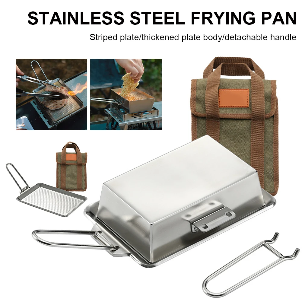 

Outdoor Cookware Camping Folding Frying Pan Cooking Pot with Removable Handle Cooking Saucepan Set for Picnic Camping