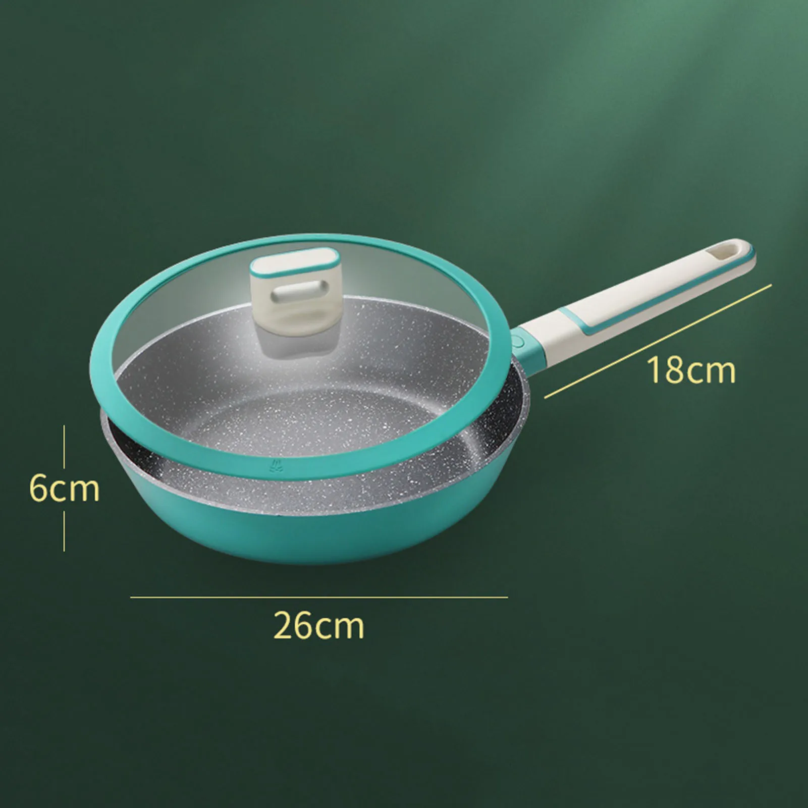

26CM Frying Pan With Lid Nonstick Safe Saute Pan Stir Fry Pan Extended Handle For Easy Grip Suitable For Induction Cooker Gas