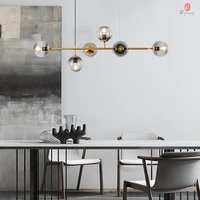 designer table pendant lamp modern linear hanging lights glass restaurant reception dinning room bar counter lighting fixture