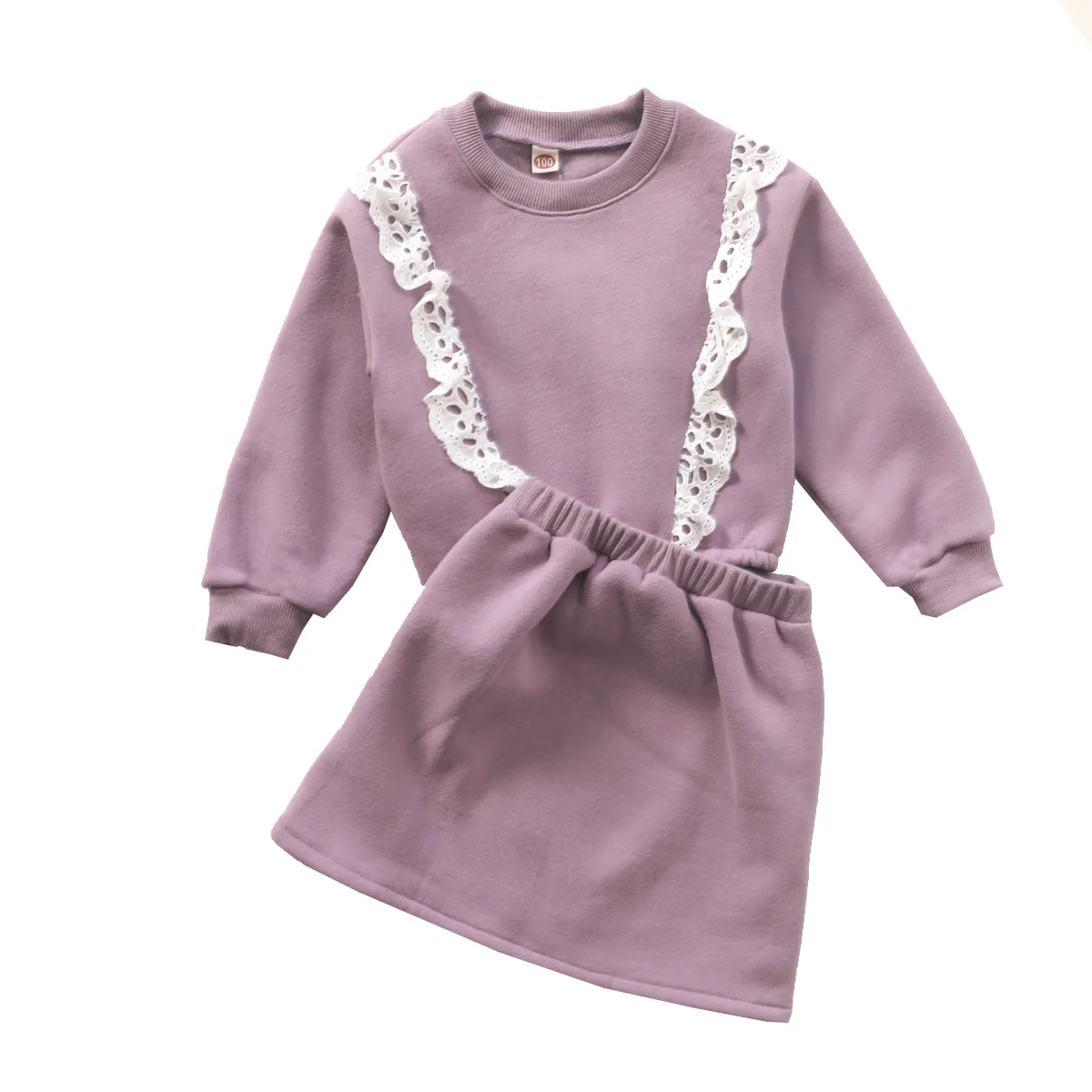 

Toddler Kids Baby Girls Autumn Full Sleeve Ruched Top Shirts Solid Skirts Children Casual Clothes Set 2pcs 18M-6Y