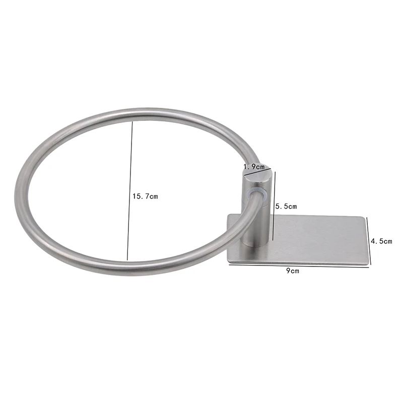 

Black Silver Finish Stainless Steel Bathroom Towel Holder Wall-Mounted Round Towel Rings Towel Rack