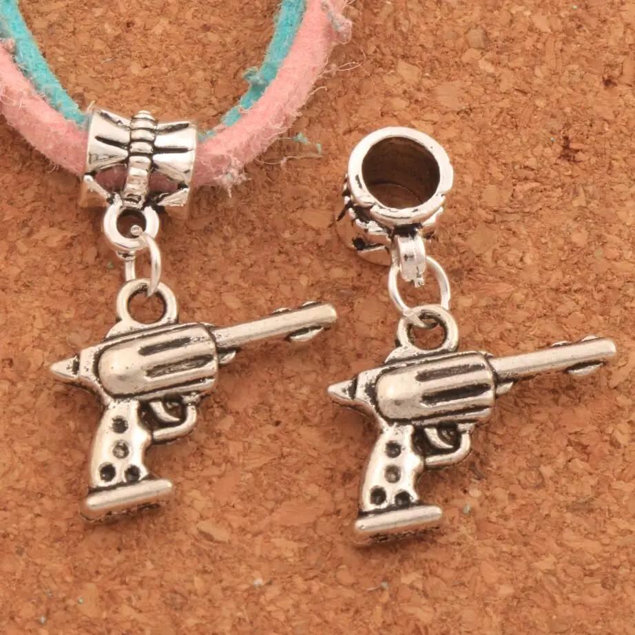 

Revolver Gun Big Hole Beads 26.5x20.2mm 100PCS zinc alloy Dangle Fit European Bracelets Jewelry DIY B1628