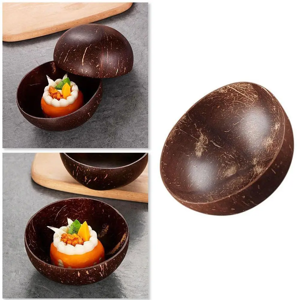 

Natural Coconut Bowl Spoon Fruit Salad Noodle Rice Bowl Wooden Tableware Creative Coconut Shell Bowl Kitchen Set Tableware