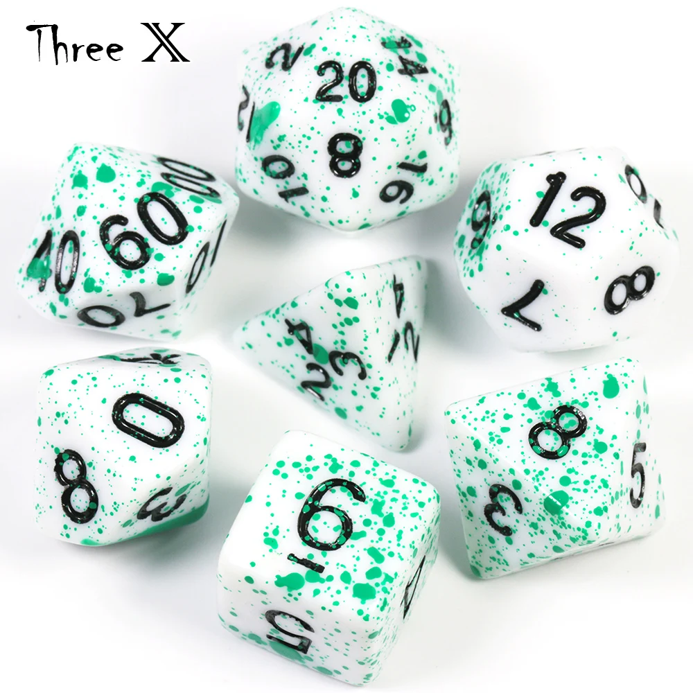 7 шт./компл. многогранные струйный кости пить TRPG DND для непрозрачные D4-D20 Multi по