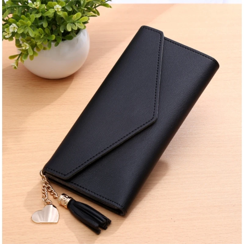 Модные женские кошельки 2019 простые на молнии черный белый серый красный длинный