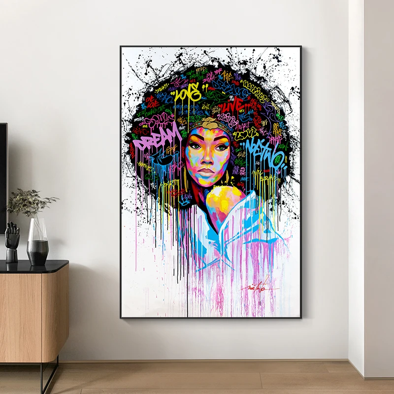 Абстрактные африканские девушки холст картины граффити художественные плакаты